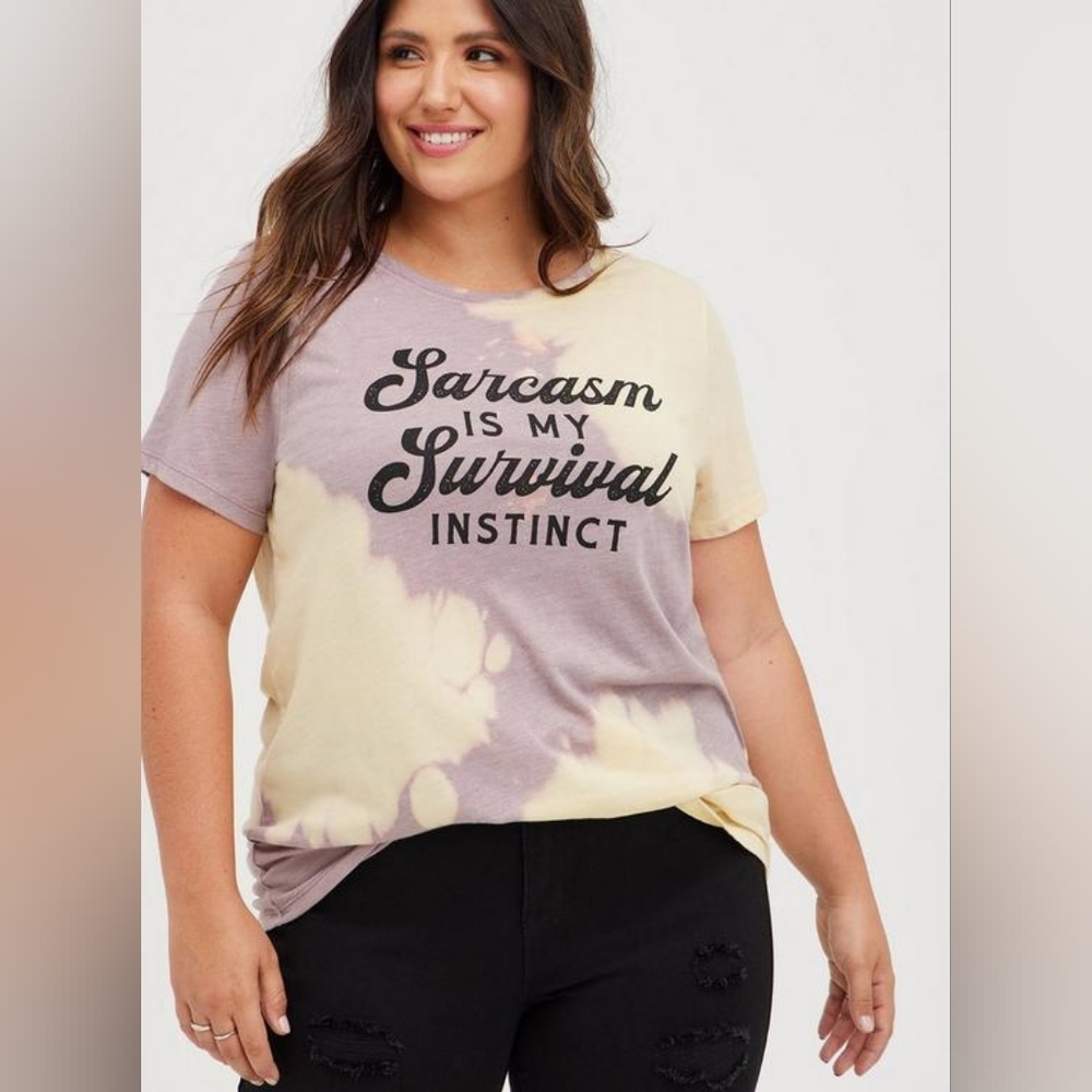 NWT Torrid 1 Everyday Tee - Signature Jersey Sarcasm Survival Tie Dye Purple